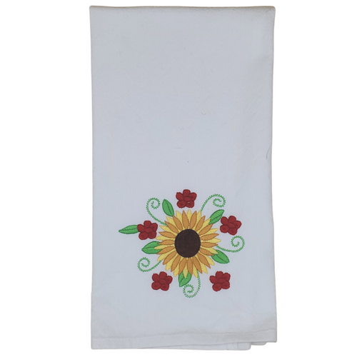 Kitchen Towel: Sunflower & Red Flowers